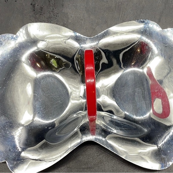 MCM Continental Chrome Candy Dish Red Handle - Picture 2 of 5